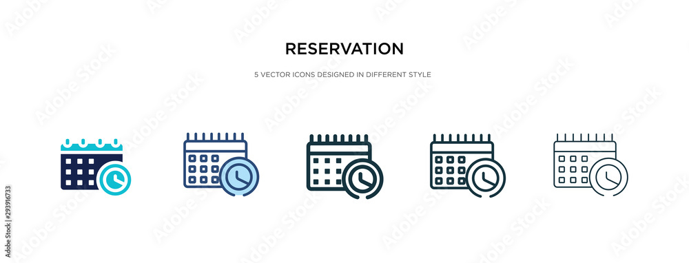 reservation icon in different style vector illustration. two colored and black reservation vector icons designed in filled, outline, line and stroke style can be used for web, mobile, ui