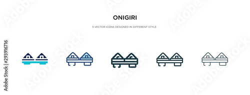 onigiri icon in different style vector illustration. two colored and black onigiri vector icons designed in filled, outline, line and stroke style can be used for web, mobile, ui