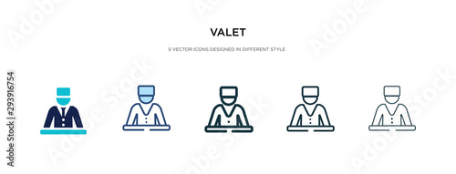 valet icon in different style vector illustration. two colored and black valet vector icons designed in filled, outline, line and stroke style can be used for web, mobile, ui