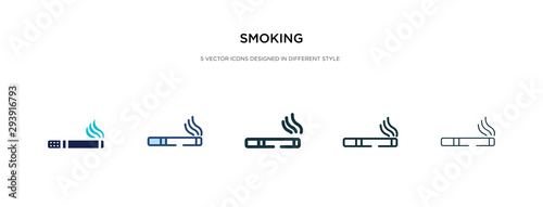 smoking icon in different style vector illustration. two colored and black smoking vector icons designed in filled, outline, line and stroke style can be used for web, mobile, ui