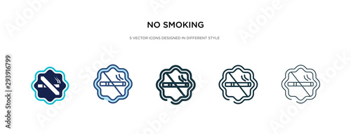 no smoking icon in different style vector illustration. two colored and black no smoking vector icons designed in filled, outline, line and stroke style can be used for web, mobile, ui