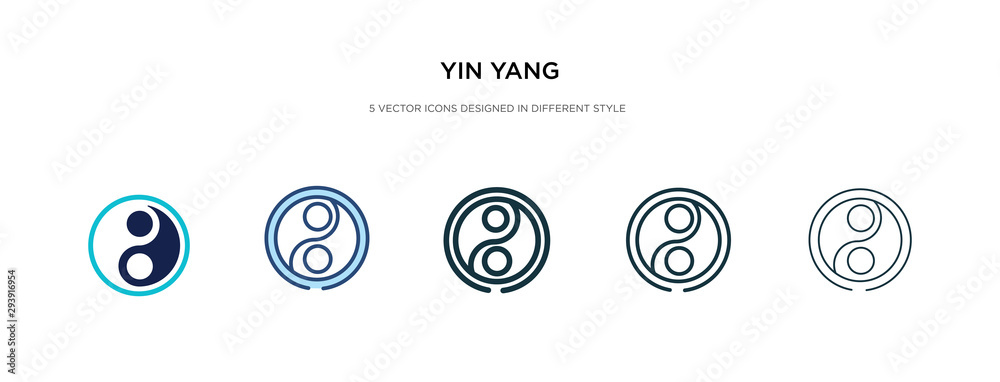 yin yang icon in different style vector illustration. two colored and black yin yang vector icons designed in filled, outline, line and stroke style can be used for web, mobile, ui