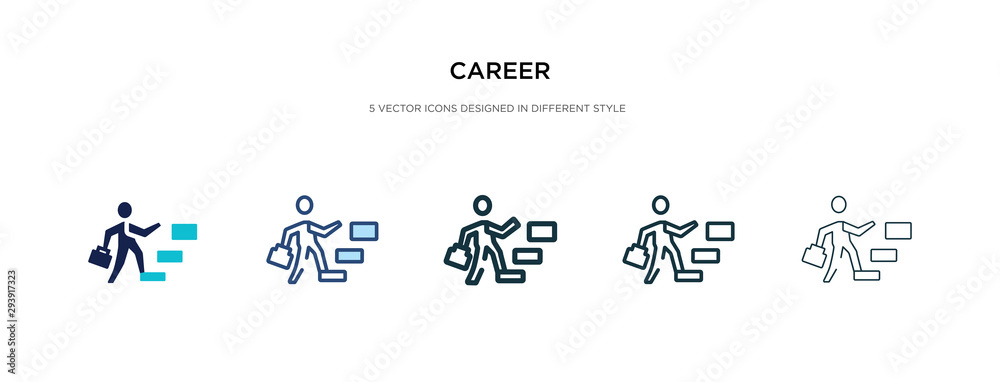 career icon in different style vector illustration. two colored and black career vector icons designed in filled, outline, line and stroke style can be used for web, mobile, ui