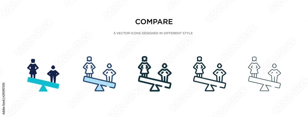 compare icon in different style vector illustration. two colored and black compare vector icons designed in filled, outline, line and stroke style can be used for web, mobile, ui