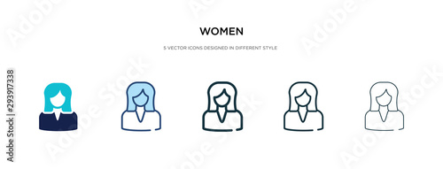 women icon in different style vector illustration. two colored and black women vector icons designed in filled, outline, line and stroke style can be used for web, mobile, ui