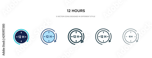12 hours icon in different style vector illustration. two colored and black 12 hours vector icons designed in filled, outline, line and stroke style can be used for web, mobile, ui