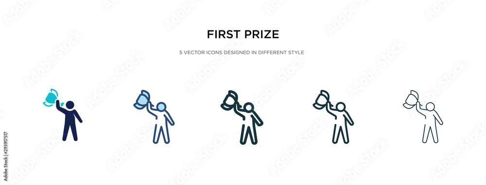 first prize icon in different style vector illustration. two colored and black first prize vector icons designed in filled, outline, line and stroke style can be used for web, mobile, ui