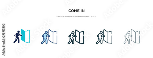 come in icon in different style vector illustration. two colored and black come in vector icons designed filled, outline, line and stroke style can be used for web, mobile, ui
