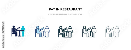pay in restaurant icon in different style vector illustration. two colored and black pay in restaurant vector icons designed filled, outline, line and stroke style can be used for web, mobile, ui