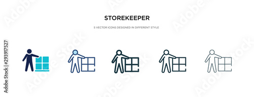 storekeeper icon in different style vector illustration. two colored and black storekeeper vector icons designed in filled, outline, line and stroke style can be used for web, mobile, ui