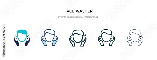 face washer icon in different style vector illustration. two colored and black face washer vector icons designed in filled, outline, line and stroke style can be used for web, mobile, ui