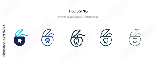 flossing icon in different style vector illustration. two colored and black flossing vector icons designed in filled, outline, line and stroke style can be used for web, mobile, ui