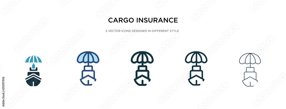 cargo insurance icon in different style vector illustration. two colored and black cargo insurance vector icons designed in filled, outline, line and stroke style can be used for web, mobile, ui cargo insurance icon in different style vector illustration. two colored and black cargo insurance vector icons designed in filled, outline, line and stroke style can be used for web, mobile, ui