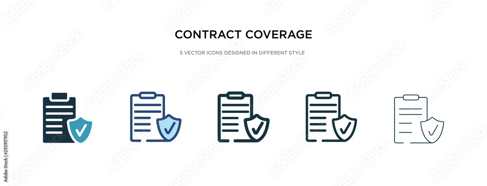 contract coverage icon in different style vector illustration. two colored and black contract coverage vector icons designed in filled, outline, line and stroke style can be used for web, mobile, ui contract coverage icon in different style vector illustration. two colored and black contract coverage vector icons designed in filled, outline, line and stroke style can be used for web, mobile, ui