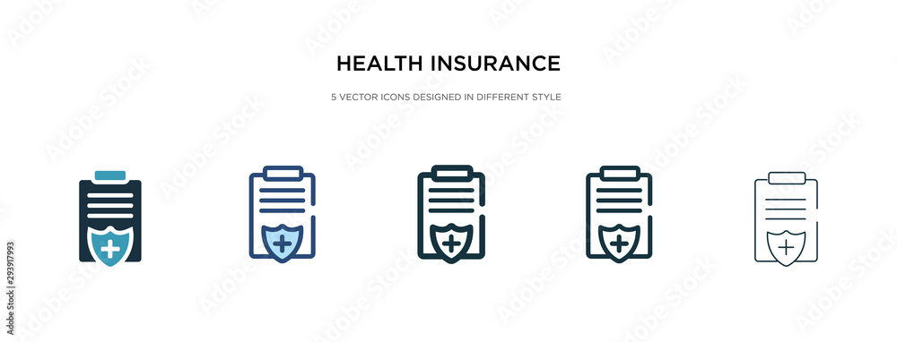 health insurance icon in different style vector illustration. two colored and black health insurance vector icons designed in filled, outline, line and stroke style can be used for web, mobile, ui health insurance icon in different style vector illustration. two colored and black health insurance vector icons designed in filled, outline, line and stroke style can be used for web, mobile, ui