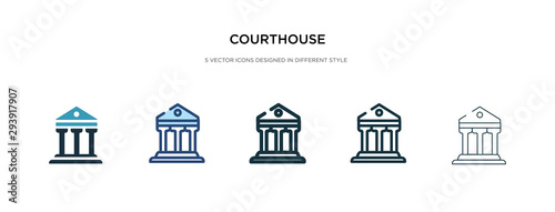 courthouse icon in different style vector illustration. two colored and black courthouse vector icons designed in filled, outline, line and stroke style can be used for web, mobile, ui