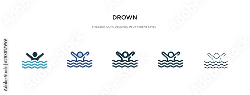 drown icon in different style vector illustration. two colored and black drown vector icons designed in filled, outline, line and stroke style can be used for web, mobile, ui