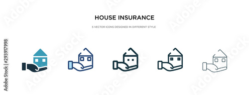 house insurance icon in different style vector illustration. two colored and black house insurance vector icons designed in filled, outline, line and stroke style can be used for web, mobile, ui
