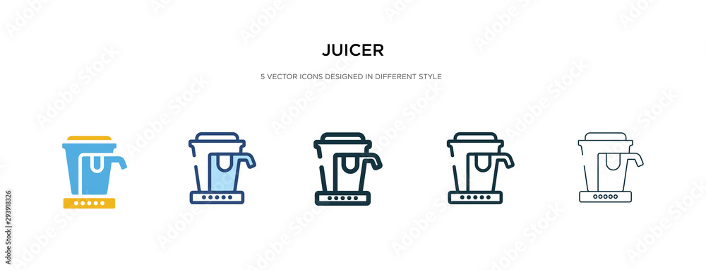 juicer icon in different style vector illustration. two colored and black juicer vector icons designed in filled, outline, line and stroke style can be used for web, mobile, ui juicer icon in different style vector illustration. two colored and black juicer vector icons designed in filled, outline, line and stroke style can be used for web, mobile, ui