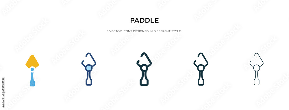 paddle icon in different style vector illustration. two colored and black paddle vector icons designed in filled, outline, line and stroke style can be used for web, mobile, ui paddle icon in different style vector illustration. two colored and black paddle vector icons designed in filled, outline, line and stroke style can be used for web, mobile, ui