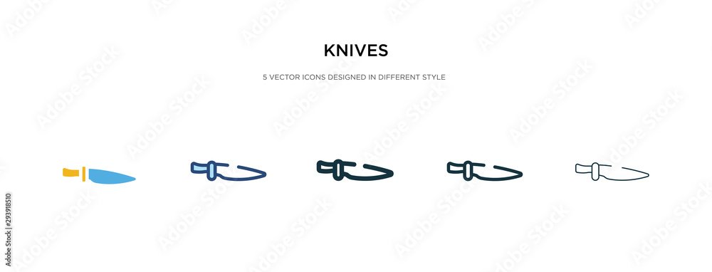 knives icon in different style vector illustration. two colored and black knives vector icons designed in filled, outline, line and stroke style can be used for web, mobile, ui knives icon in different style vector illustration. two colored and black knives vector icons designed in filled, outline, line and stroke style can be used for web, mobile, ui