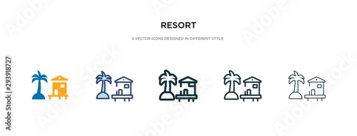 resort icon in different style vector illustration. two colored and black resort vector icons designed in filled, outline, line and stroke style can be used for web, mobile, ui