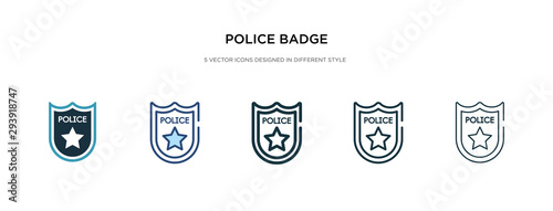 police badge icon in different style vector illustration. two colored and black police badge vector icons designed in filled, outline, line and stroke style can be used for web, mobile, ui