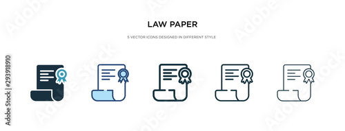 law paper icon in different style vector illustration. two colored and black law paper vector icons designed in filled, outline, line and stroke style can be used for web, mobile, ui