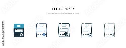 legal paper icon in different style vector illustration. two colored and black legal paper vector icons designed in filled, outline, line and stroke style can be used for web, mobile, ui