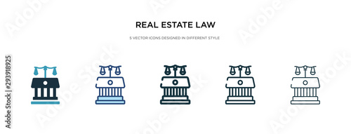 real estate law icon in different style vector illustration. two colored and black real estate law vector icons designed in filled, outline, line and stroke style can be used for web, mobile, ui