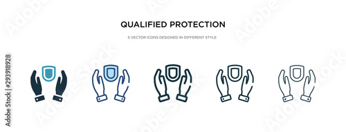 qualified protection icon in different style vector illustration. two colored and black qualified protection vector icons designed in filled, outline, line and stroke style can be used for web,