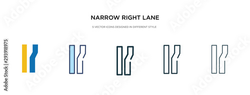 narrow right lane icon in different style vector illustration. two colored and black narrow right lane vector icons designed in filled  outline  line and stroke style can be used for web  mobile  ui