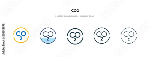 co2 icon in different style vector illustration. two colored and black co2 vector icons designed in filled, outline, line and stroke style can be used for web, mobile, ui