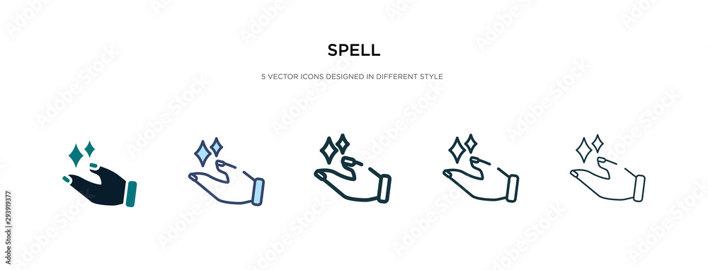 spell icon in different style vector illustration. two colored and black spell vector icons designed in filled, outline, line and stroke style can be used for web, mobile, ui spell icon in different style vector illustration. two colored and black spell vector icons designed in filled, outline, line and stroke style can be used for web, mobile, ui