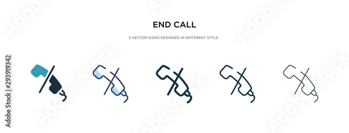end call icon in different style vector illustration. two colored and black end call vector icons designed in filled, outline, line and stroke style can be used for web, mobile, ui
