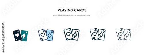 playing cards icon in different style vector illustration. two colored and black playing cards vector icons designed in filled, outline, line and stroke style can be used for web, mobile, ui
