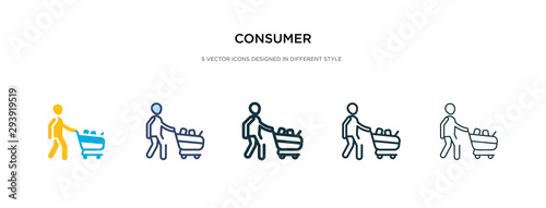 consumer icon in different style vector illustration. two colored and black consumer vector icons designed in filled, outline, line and stroke style can be used for web, mobile, ui