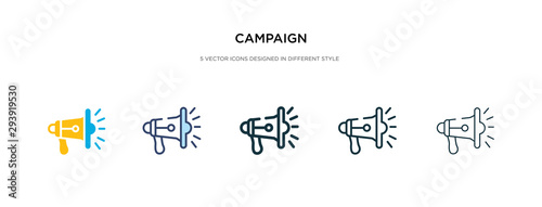 campaign icon in different style vector illustration. two colored and black campaign vector icons designed in filled, outline, line and stroke style can be used for web, mobile, ui