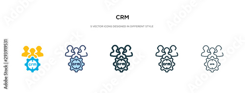 crm icon in different style vector illustration. two colored and black crm vector icons designed in filled, outline, line and stroke style can be used for web, mobile, ui