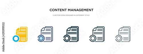 content management icon in different style vector illustration. two colored and black content management vector icons designed in filled, outline, line and stroke style can be used for web, mobile,