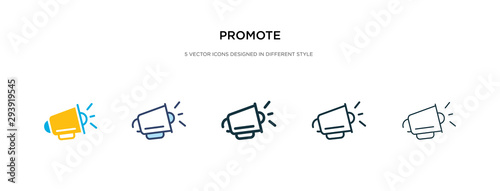 promote icon in different style vector illustration. two colored and black promote vector icons designed in filled, outline, line and stroke style can be used for web, mobile, ui