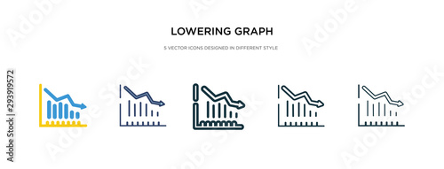 lowering graph icon in different style vector illustration. two colored and black lowering graph vector icons designed in filled, outline, line and stroke style can be used for web, mobile, ui