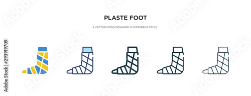 plaste foot icon in different style vector illustration. two colored and black plaste foot vector icons designed in filled, outline, line and stroke style can be used for web, mobile, ui