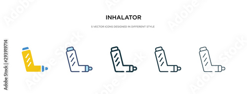 inhalator icon in different style vector illustration. two colored and black inhalator vector icons designed in filled, outline, line and stroke style can be used for web, mobile, ui
