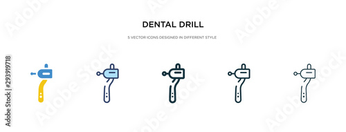 dental drill icon in different style vector illustration. two colored and black dental drill vector icons designed in filled, outline, line and stroke style can be used for web, mobile, ui