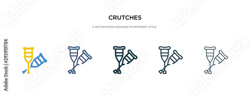 crutches icon in different style vector illustration. two colored and black crutches vector icons designed in filled, outline, line and stroke style can be used for web, mobile, ui
