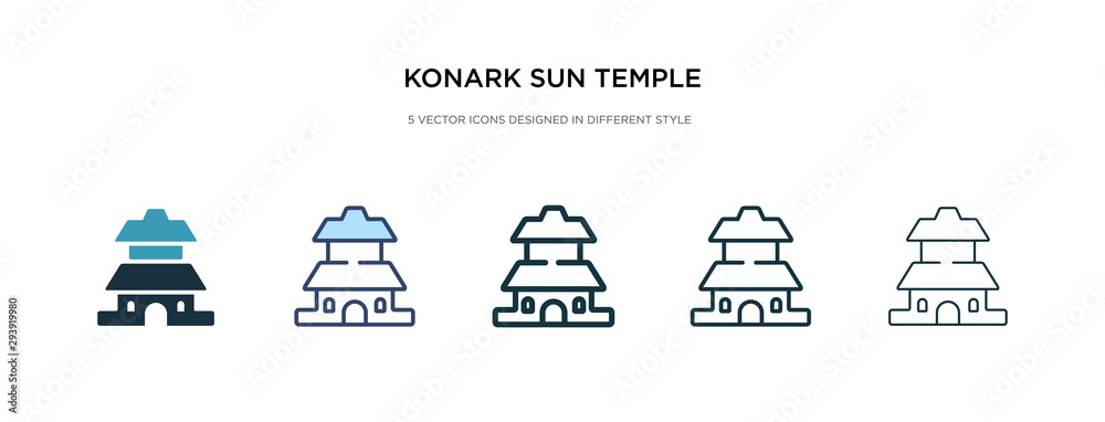 konark sun temple icon in different style vector illustration. two colored and black konark sun temple vector icons designed in filled, outline, line and stroke style can be used for web, mobile, ui