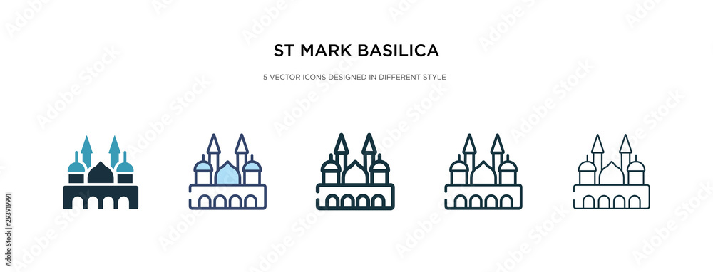 st mark basilica icon in different style vector illustration. two colored and black st mark basilica vector icons designed in filled, outline, line and stroke style can be used for web, mobile, ui