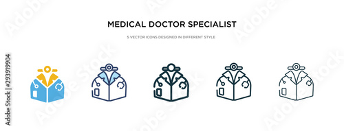 medical doctor specialist icon in different style vector illustration. two colored and black medical doctor specialist vector icons designed in filled, outline, line and stroke style can be used for