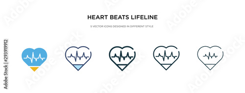 Photos heart beats lifeline in a heart icon in different style vector illustration